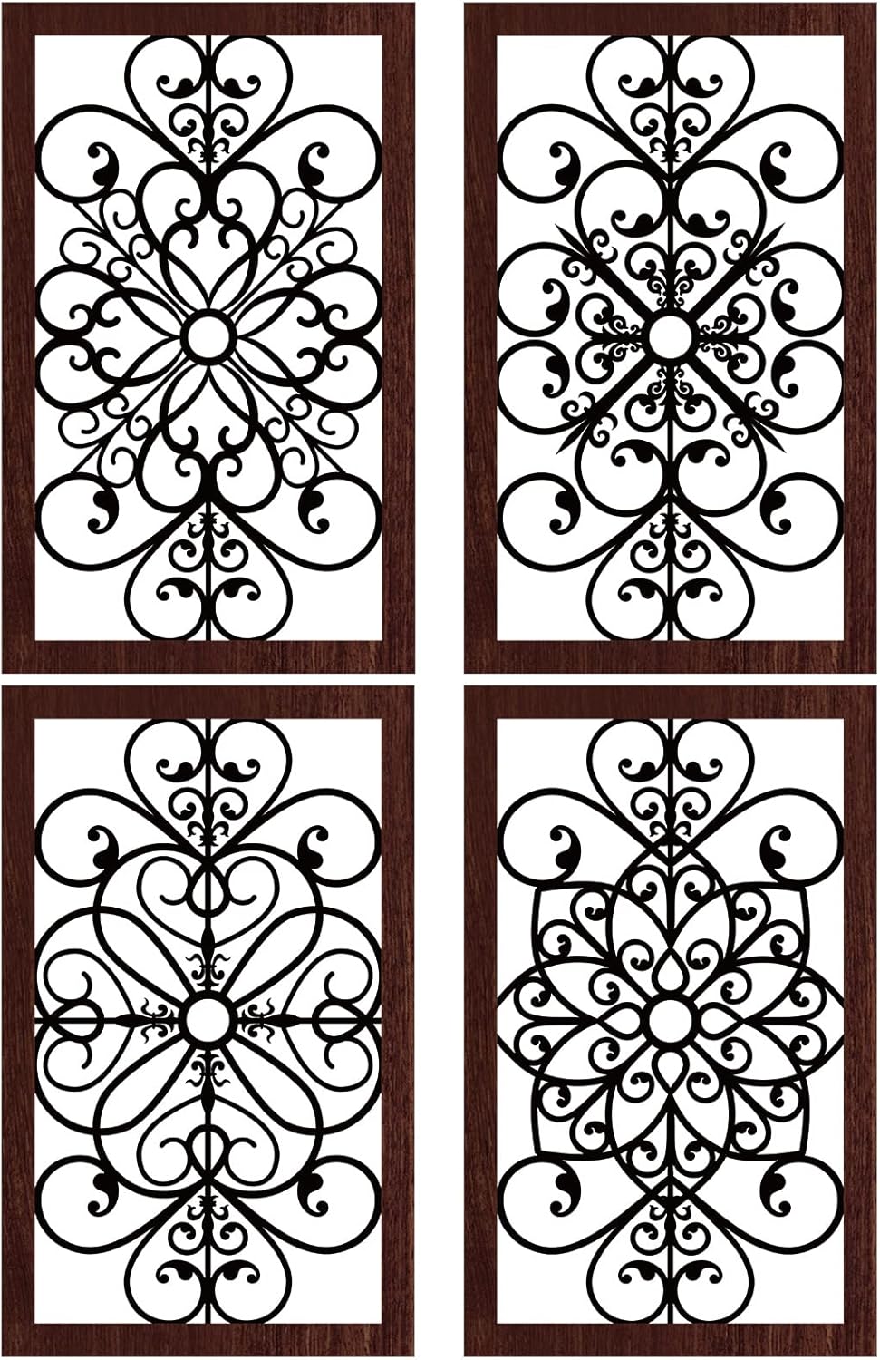 4 Pieces Rustic Wall Decor Modern Farmhouse Wooden Hollow Carved Wall Art for Living Room Bedroom Hallway Office Kitchen