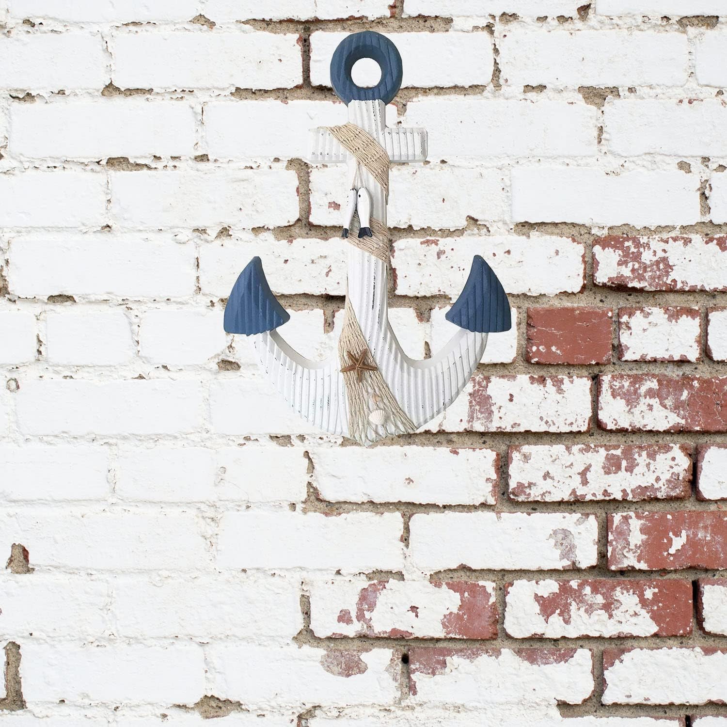 TGarice 18H Wooden Anchor Wall Decor Rustic Nautical Art Sculpture