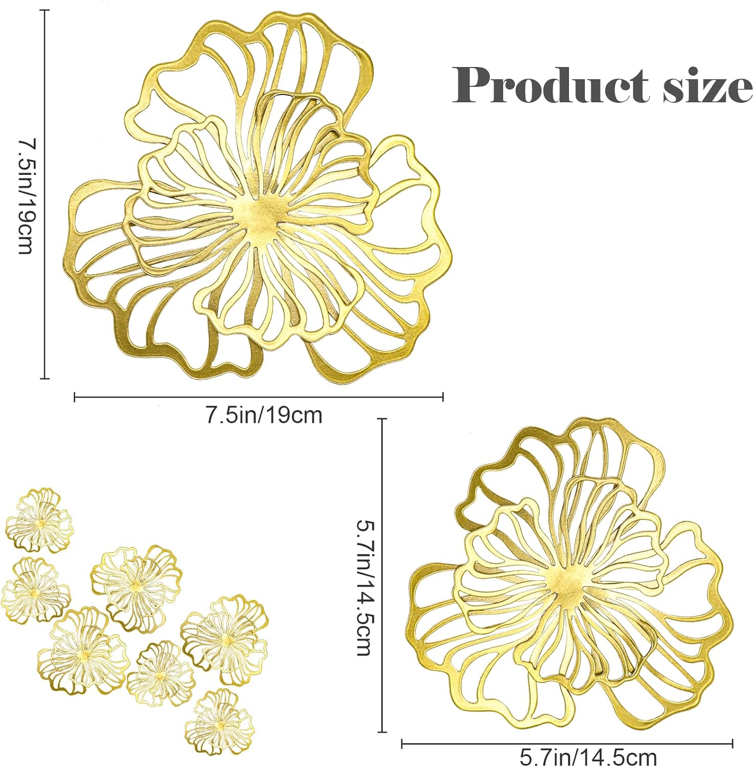 7 Piece Gold Metal Wall Decor Art Set for Home Office Living Room Bedroom Kitchen