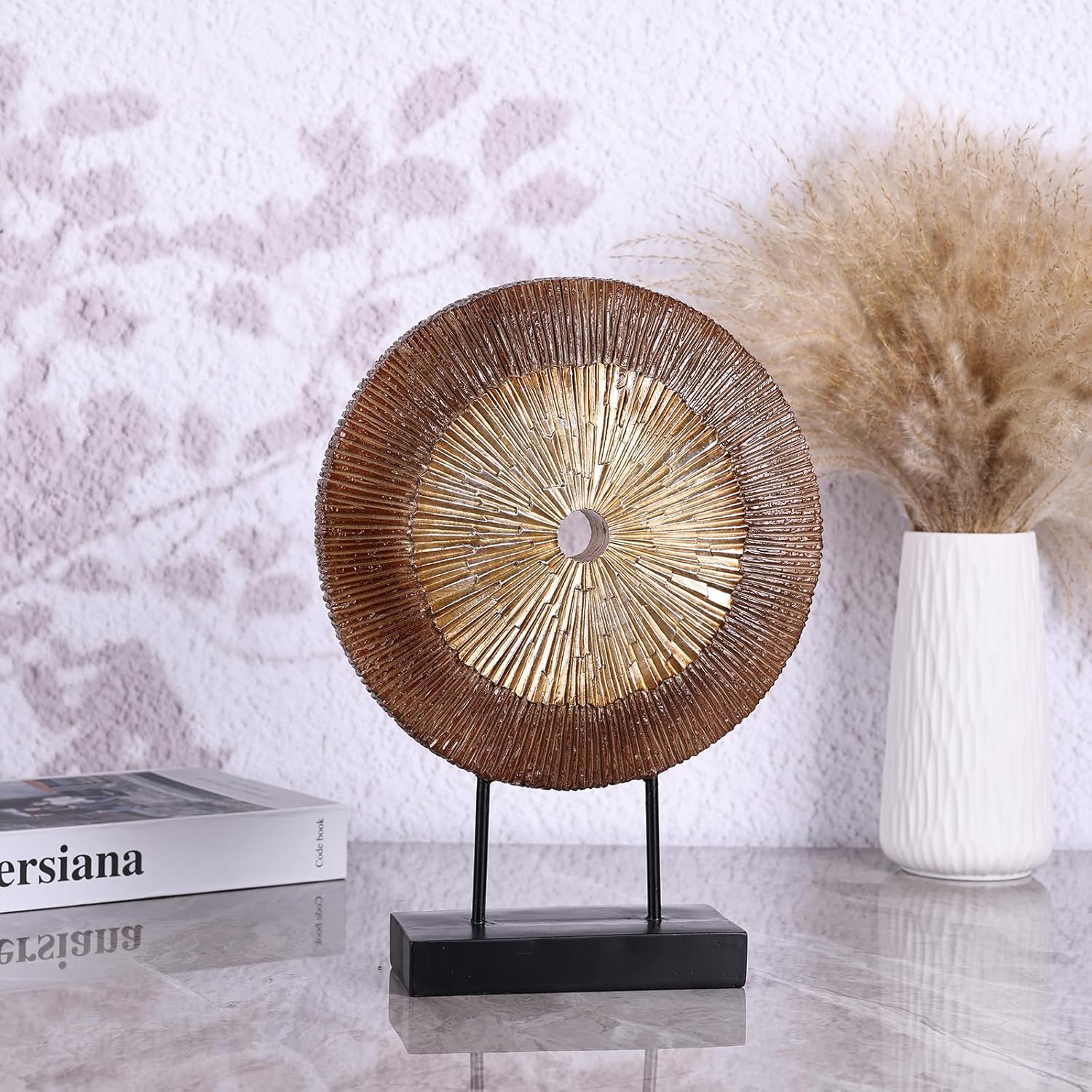 DOVDOV Wood Color Round Irregular Statue Unique Home Decor