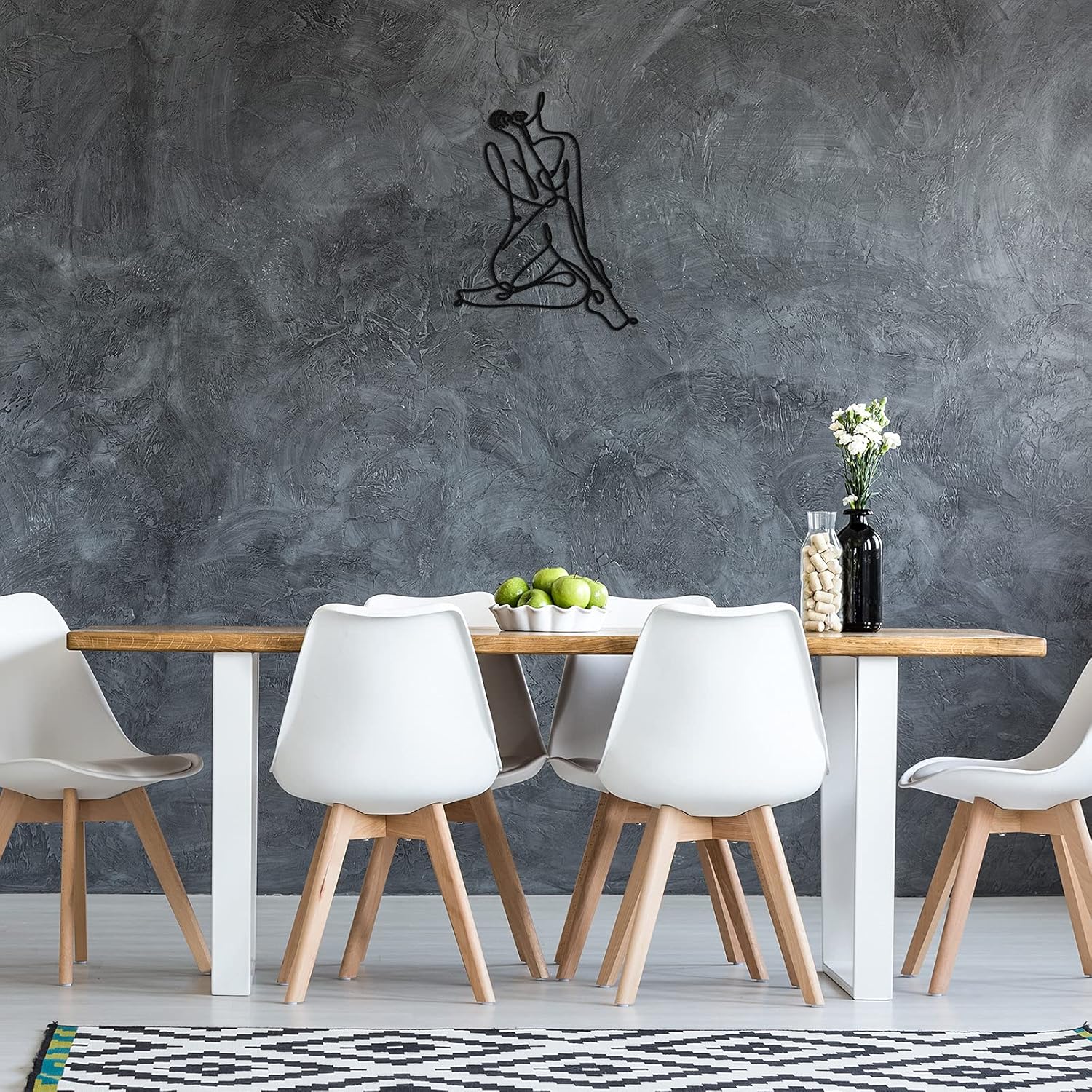 LEIFIDE Metal Wall Art - Abstract Female Wire Decor 138 x 118 Inch Black