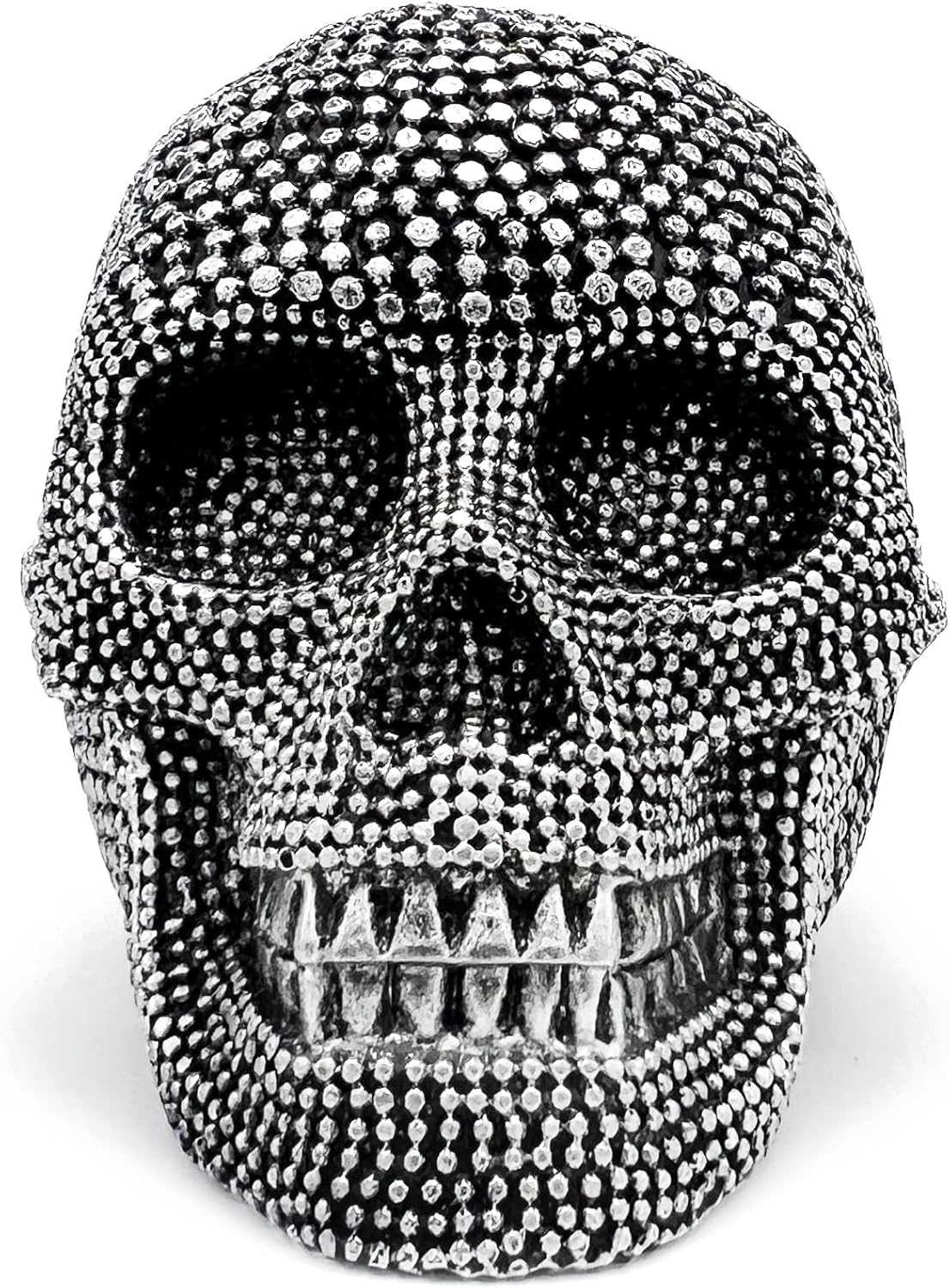 Mageeko Skull Statue Halloween Skeleton Head Gothic Resin Figurine Decoration Sculpture Collectible Gifts Silver