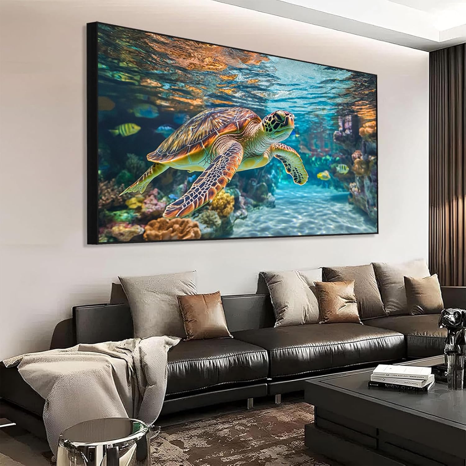 ONLYLIDA Sea Turtle Wall Art Canvas Ocean Decor Print 36x20 Inches