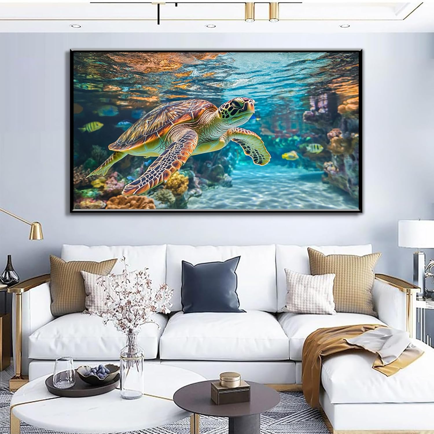 ONLYLIDA Sea Turtle Wall Art Canvas Ocean Decor Print 36x20 Inches