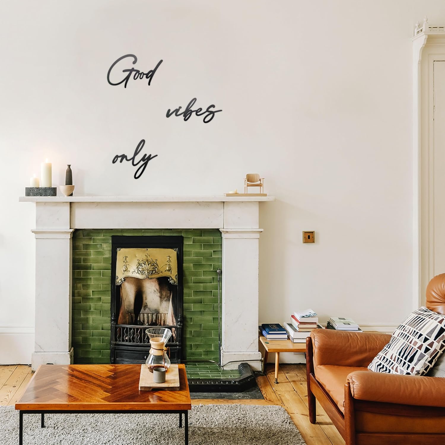 Good Vibes Only Sign Black Metal Wall Art - Minimalist Decor for Home and Office