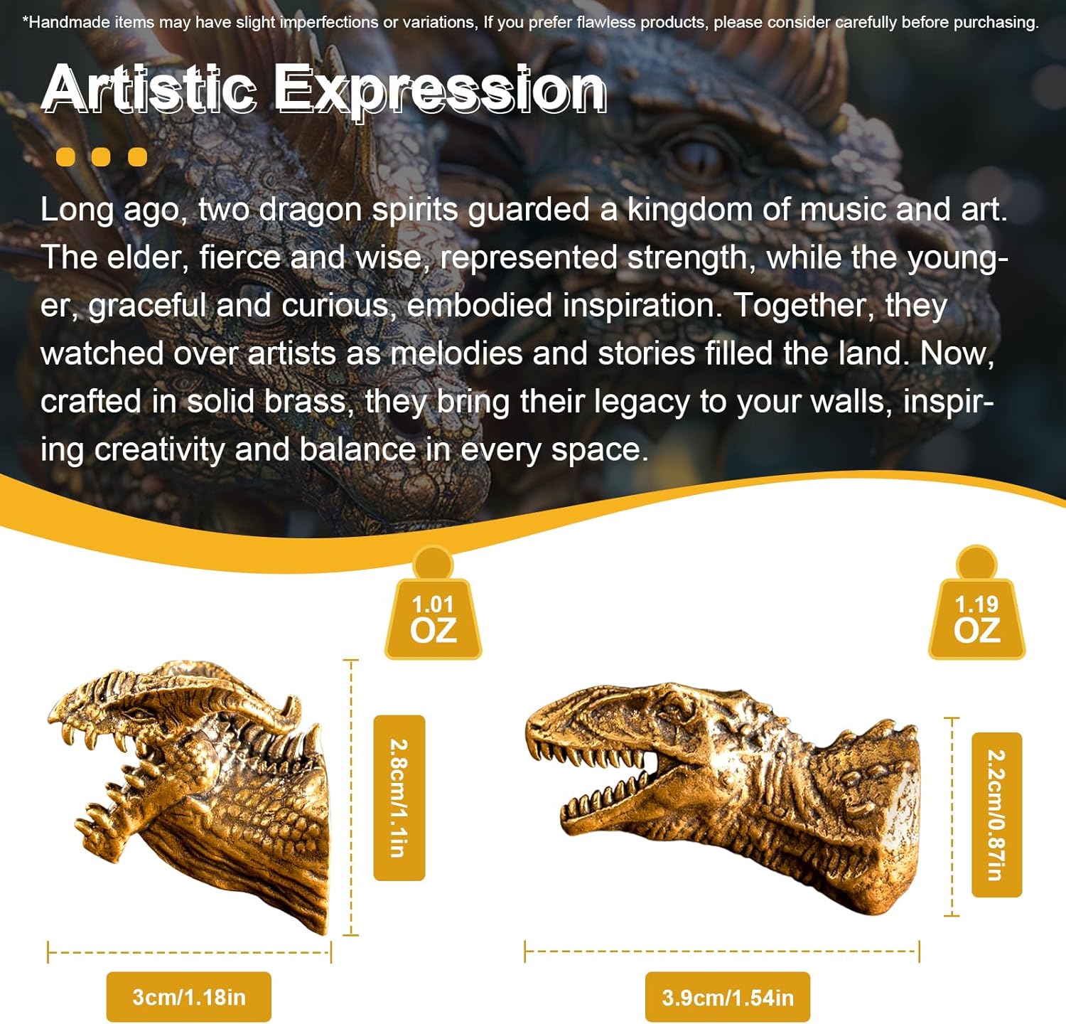 CHOVY Vintage Brass Banjo Dragon Head Wall Decor