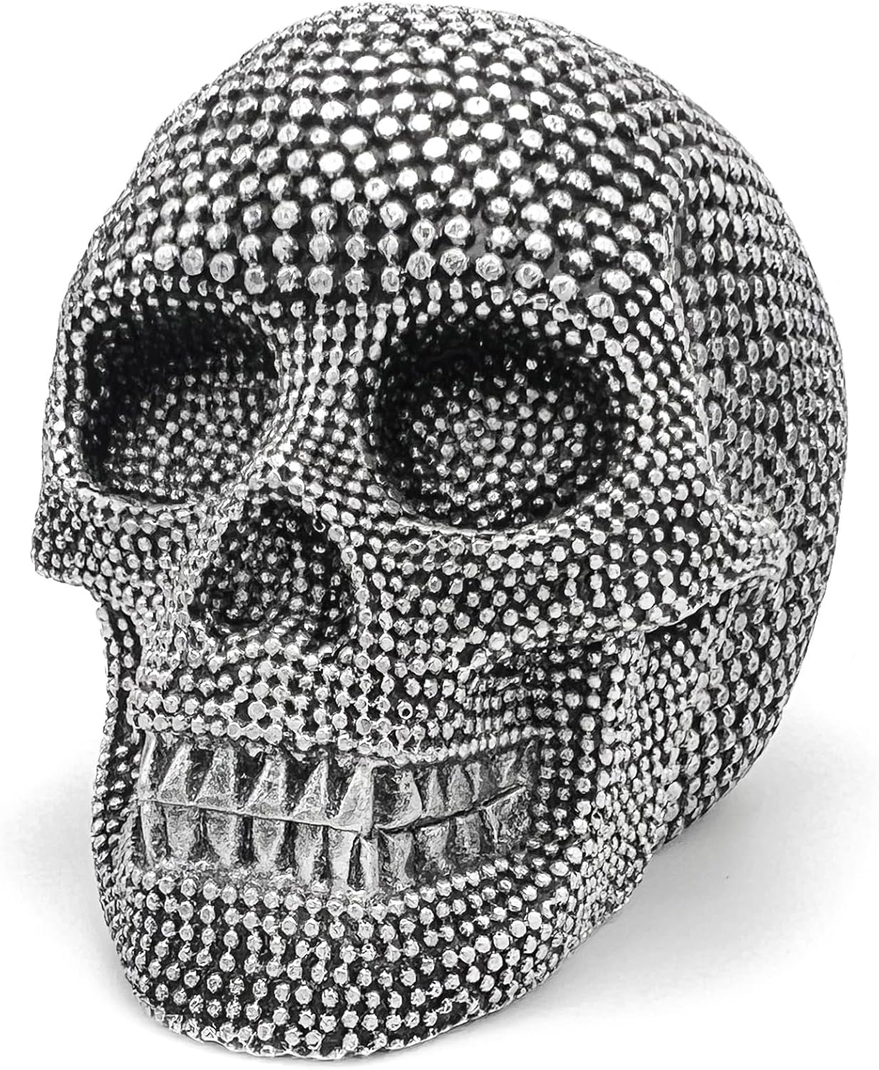 Mageeko Skull Statue Halloween Skeleton Head Gothic Resin Figurine Decoration Sculpture Collectible Gifts Silver