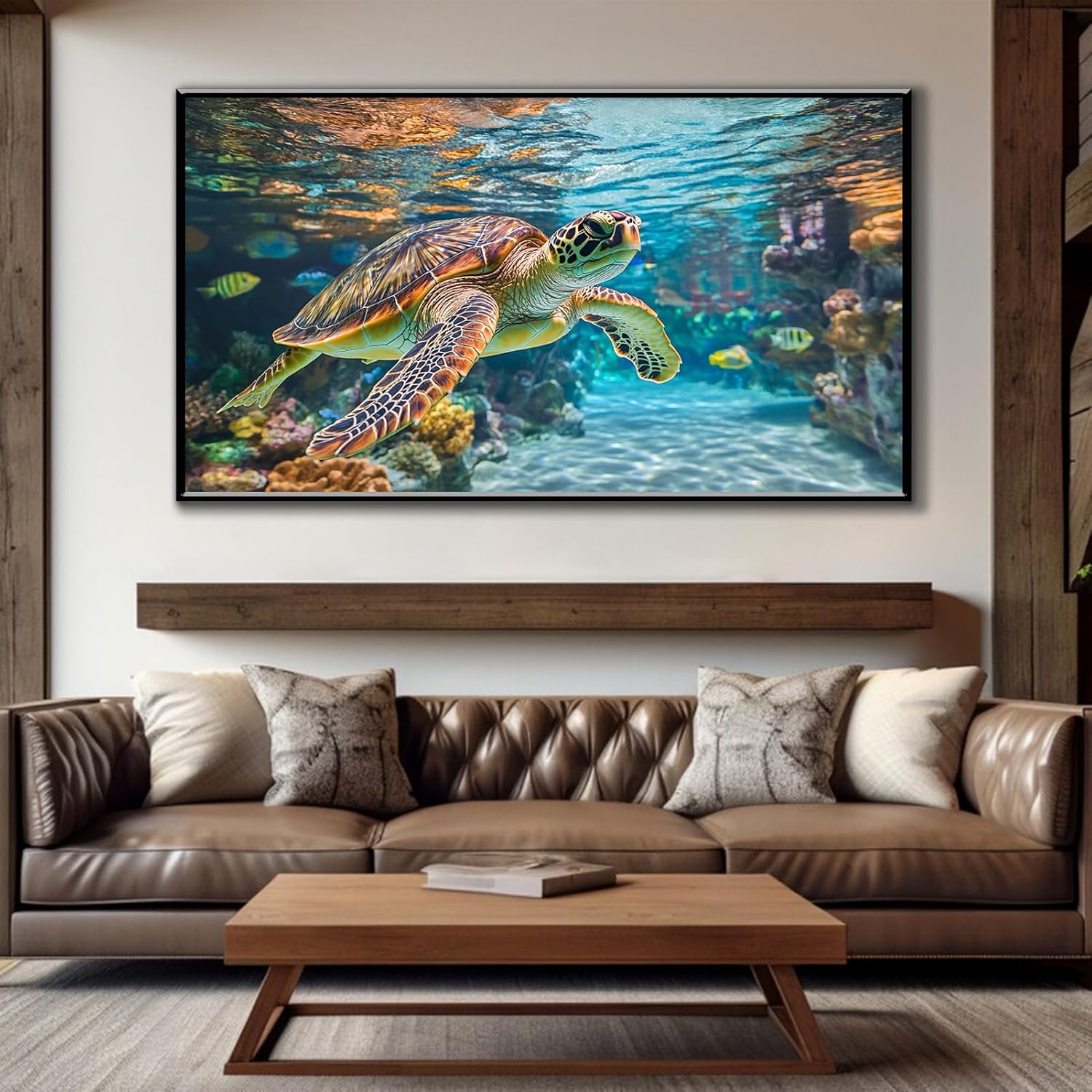ONLYLIDA Sea Turtle Wall Art Canvas Ocean Decor Print 36x20 Inches