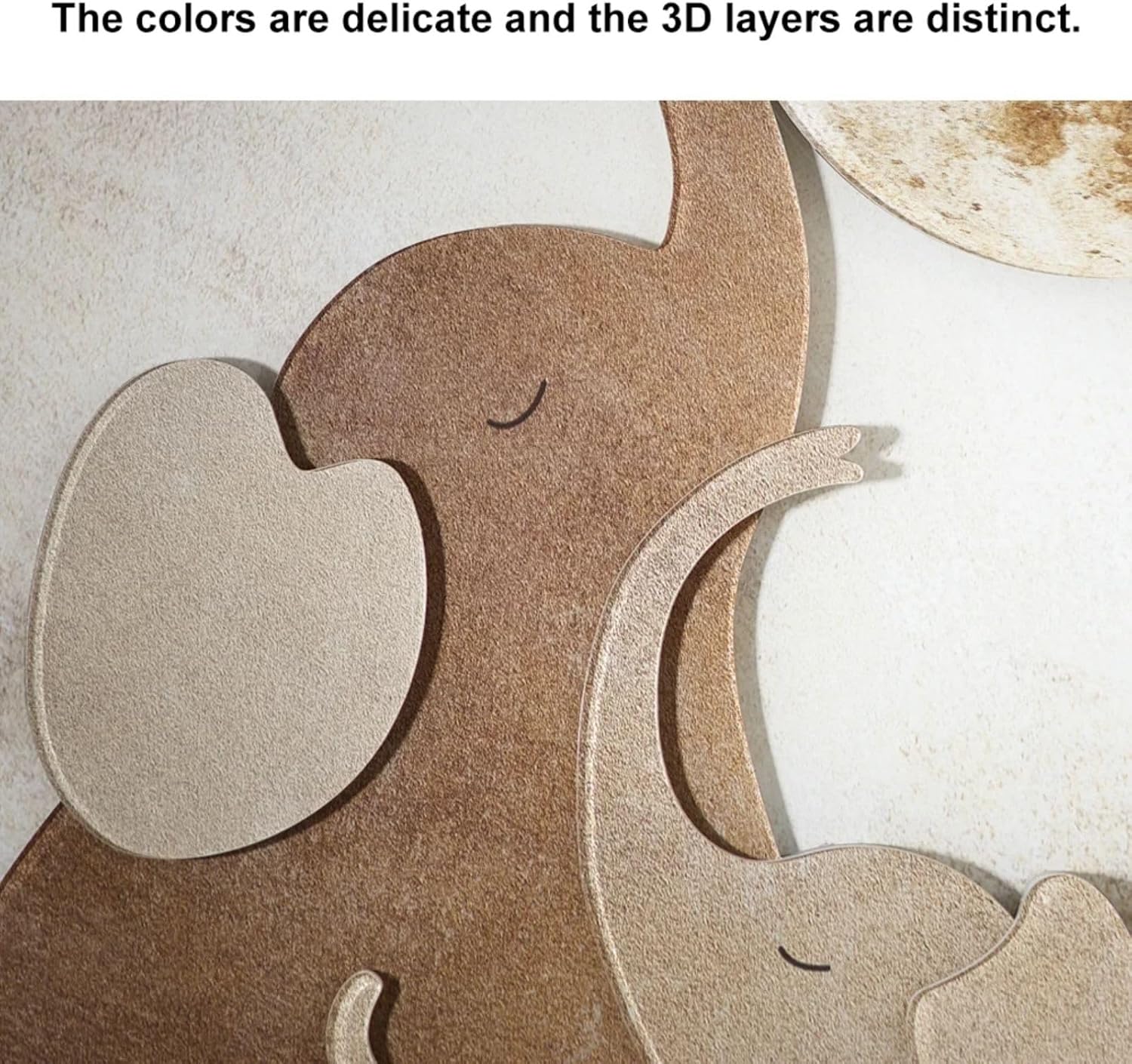 Homary 315 Inch LED 3D Acrylic Wall Sculpture Elephant Moon Art Decor