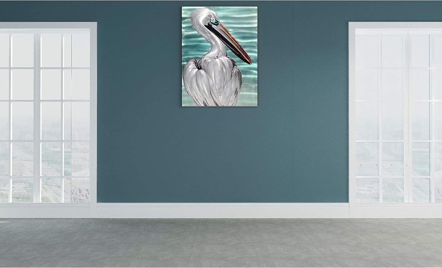 SYGALLERIER Metal Wall Art - Handcrafted Pelican Sculpture 24x16 Inch Coastal Decor