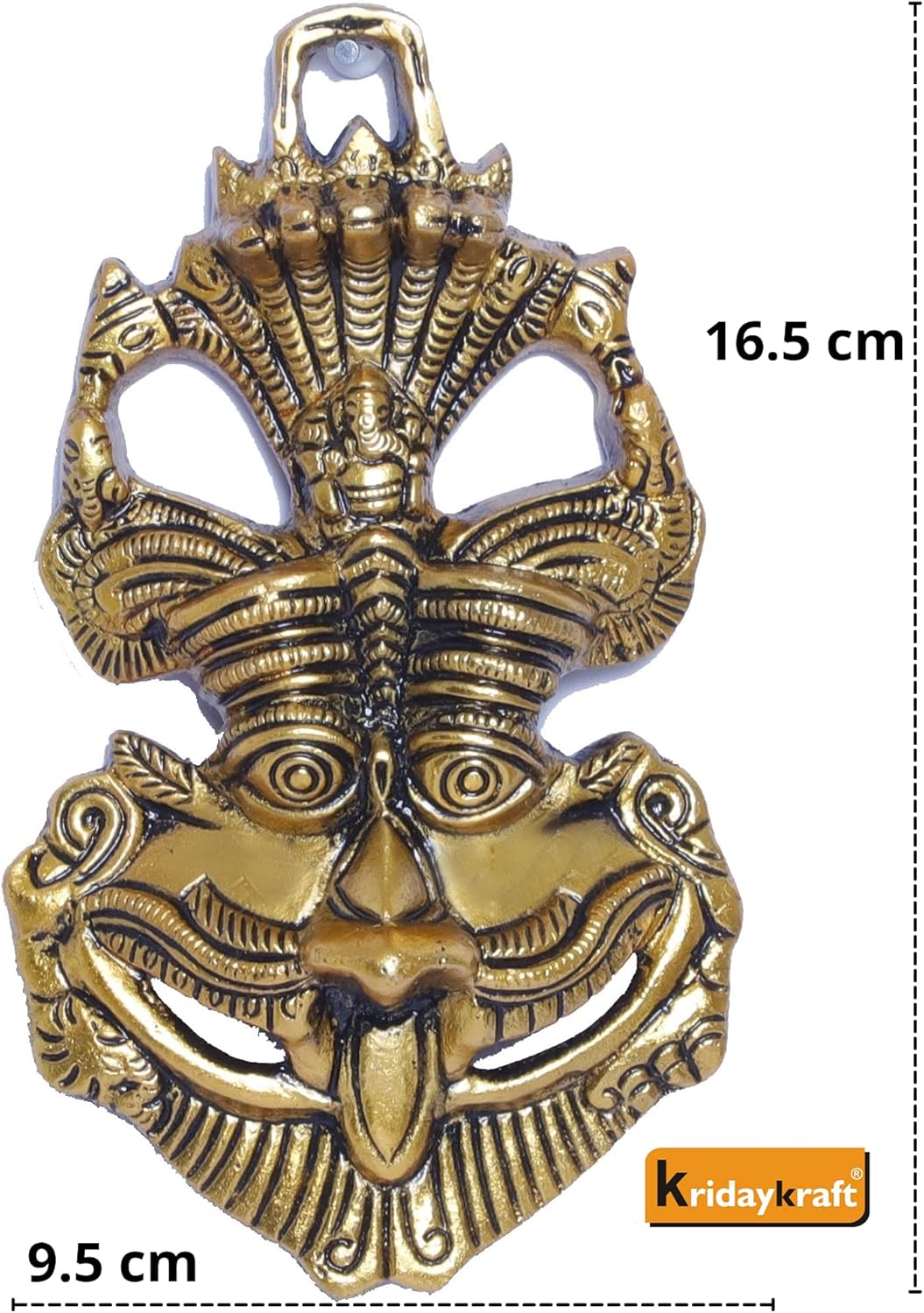 Gold Metal Nazar Battu with Ganesha Protection for Home and Office Wall Hanging