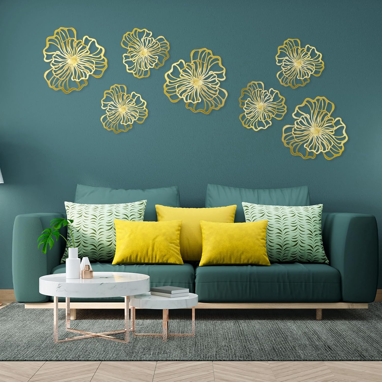 7 Piece Gold Metal Wall Decor Art Set for Home Office Living Room Bedroom Kitchen