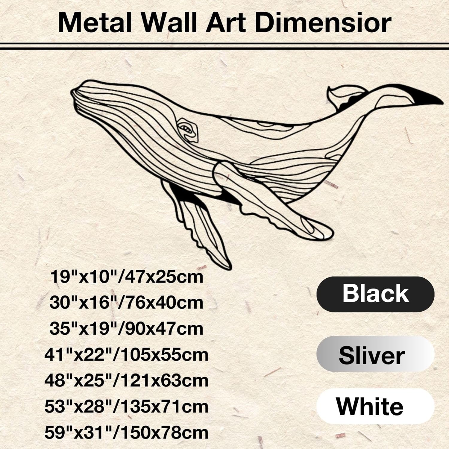 Feuwile Whale Metal Wall Art Ocean Decor for Bedroom Bathroom Living Room 19x10 Inches Black