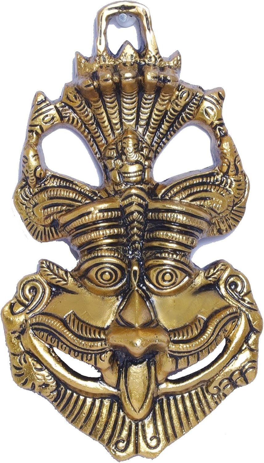 Gold Metal Nazar Battu with Ganesha Protection for Home and Office Wall Hanging