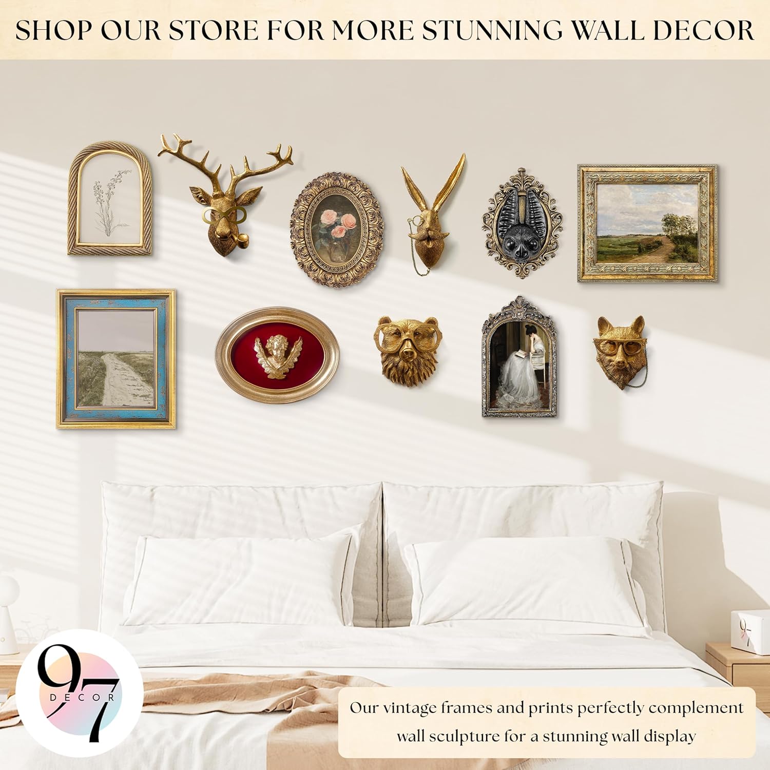 97 Decor Black Gold Bat Wall Sculpture - Gothic Halloween Decor