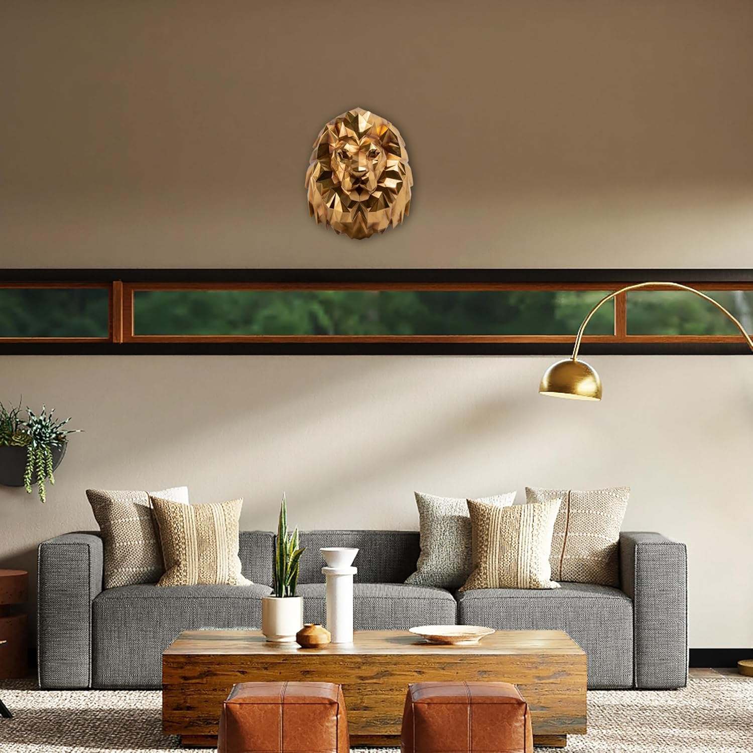 Guichifun Gold Lion Head Wall Sculpture - 143 Inch Resin Wall Decor