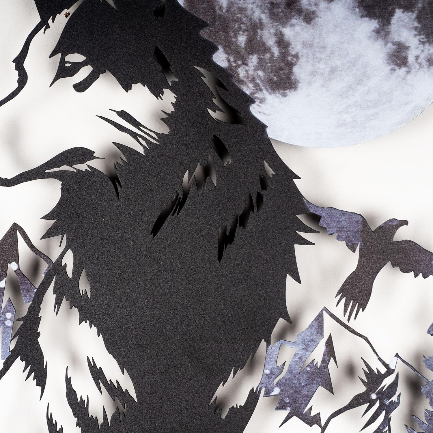 Colored Metal Wolf and Nature Wall Art 21x37 Inches