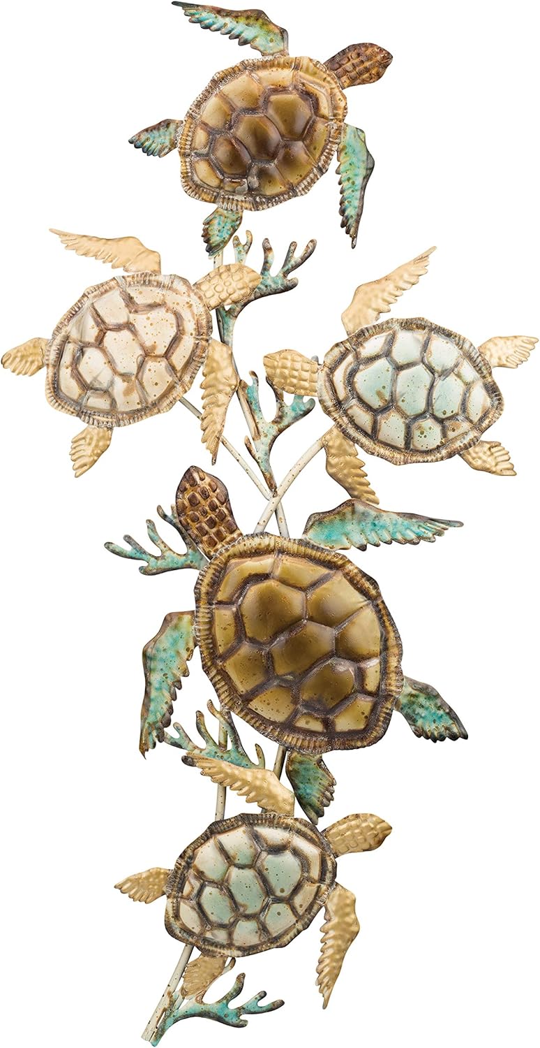 Regal Art Gift Sea Turtle Wall Decor Handcrafted Metal Ocean Art Weather-Resistant for Indoor and Outdoor
