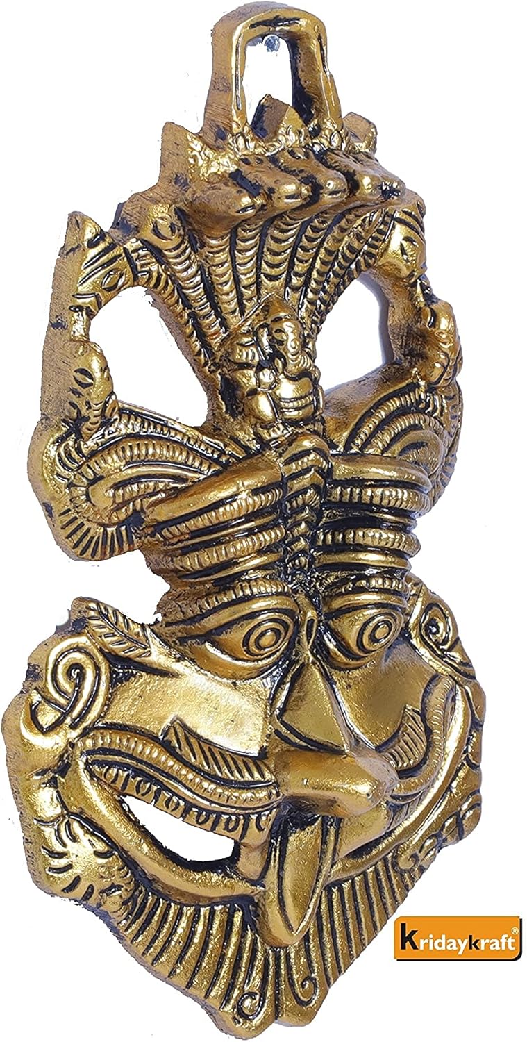 Gold Metal Nazar Battu with Ganesha Protection for Home and Office Wall Hanging
