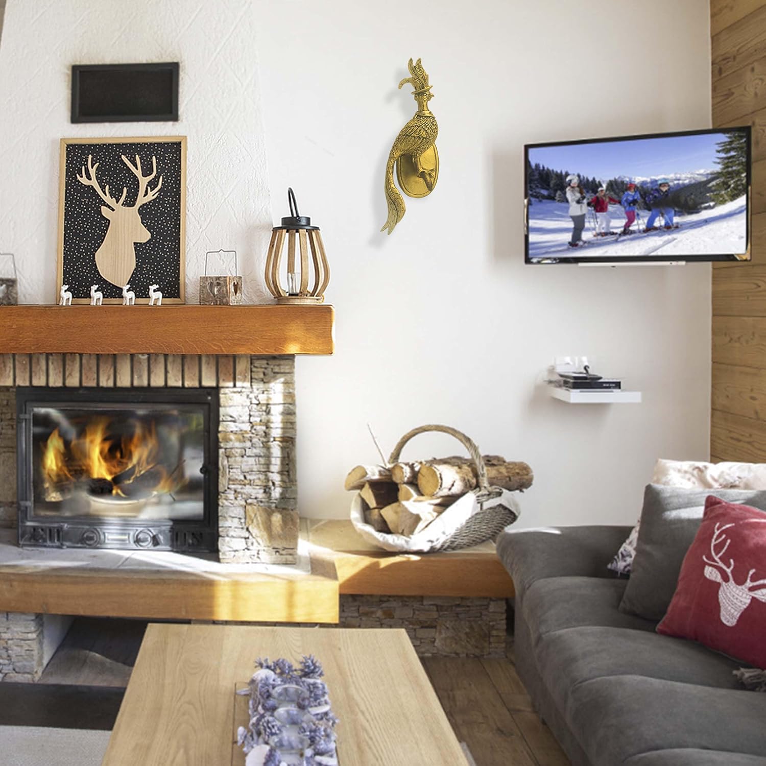 Vintage Bronzed Bird Wall Sculpture Decor