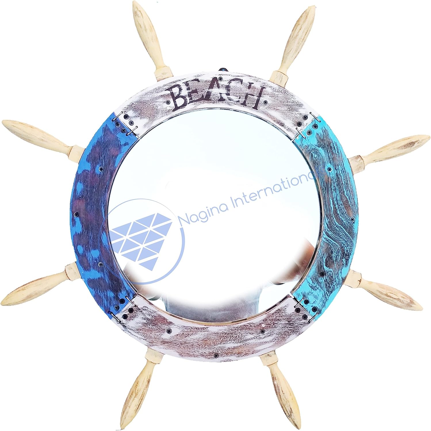 Nagina International Vintage Ship Wheel Wall Sculpture - 30 Inch