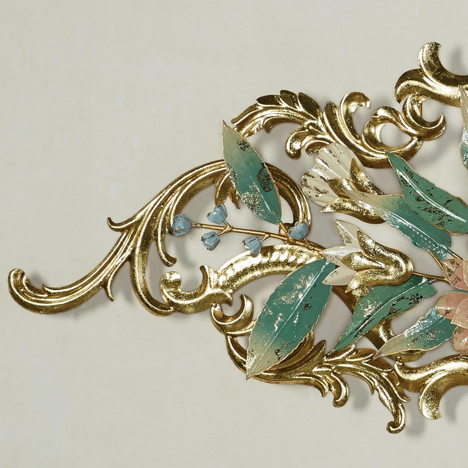Abylissa Floral Metal Wall Art Shimmering Gold Leaf Detailing Pastel-Hued Alcohol Ink Finish