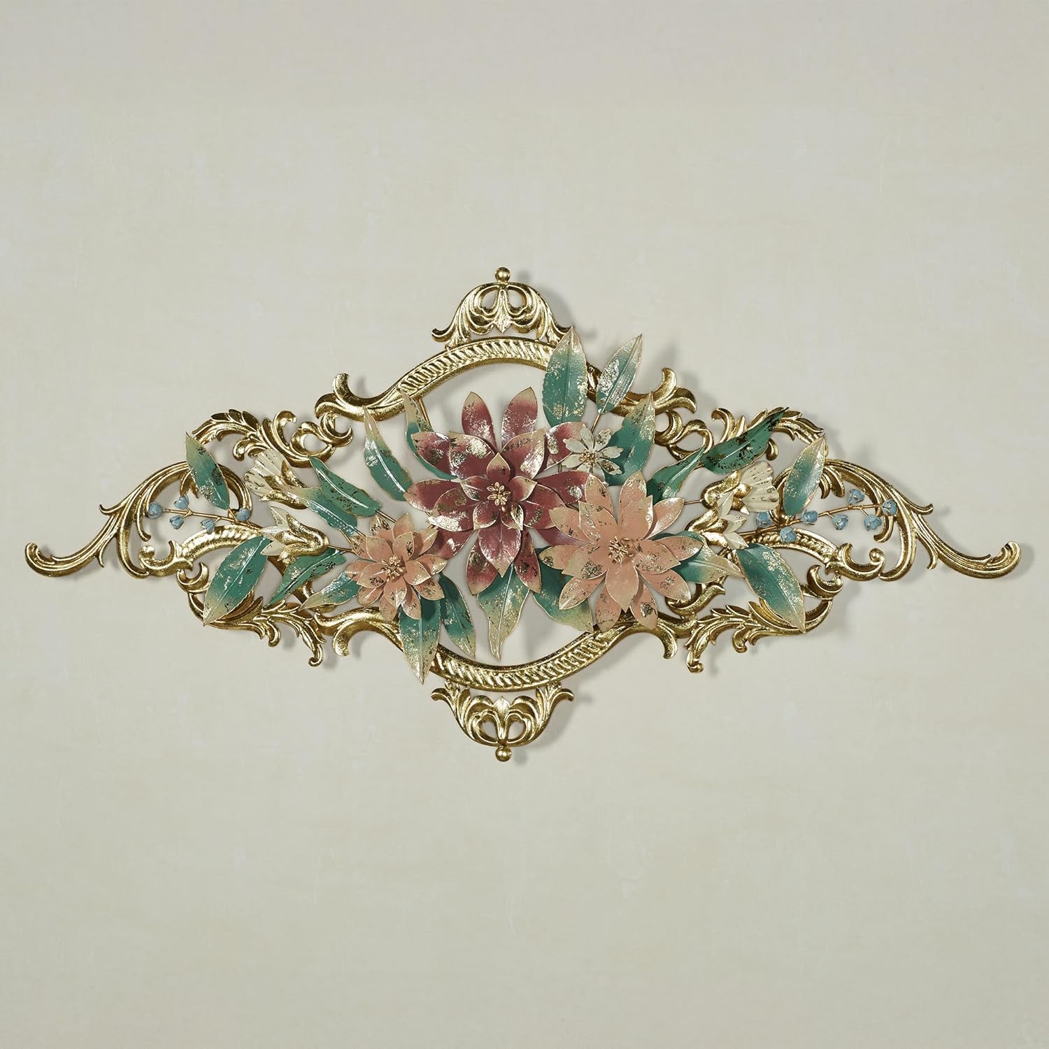 Abylissa Floral Metal Wall Art Shimmering Gold Leaf Detailing Pastel-Hued Alcohol Ink Finish