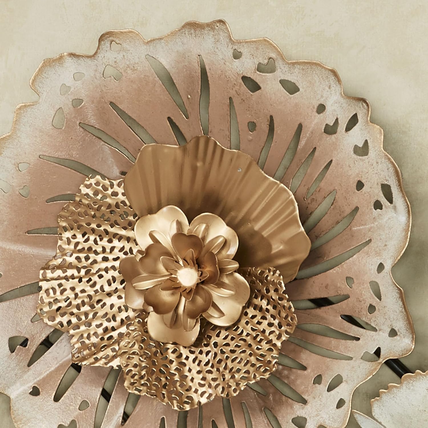 Touch of Class Floral Rhapsody Wall Art Dusty Blush Ivory Gold and Purple Flowers Hanging Sculpture Decor