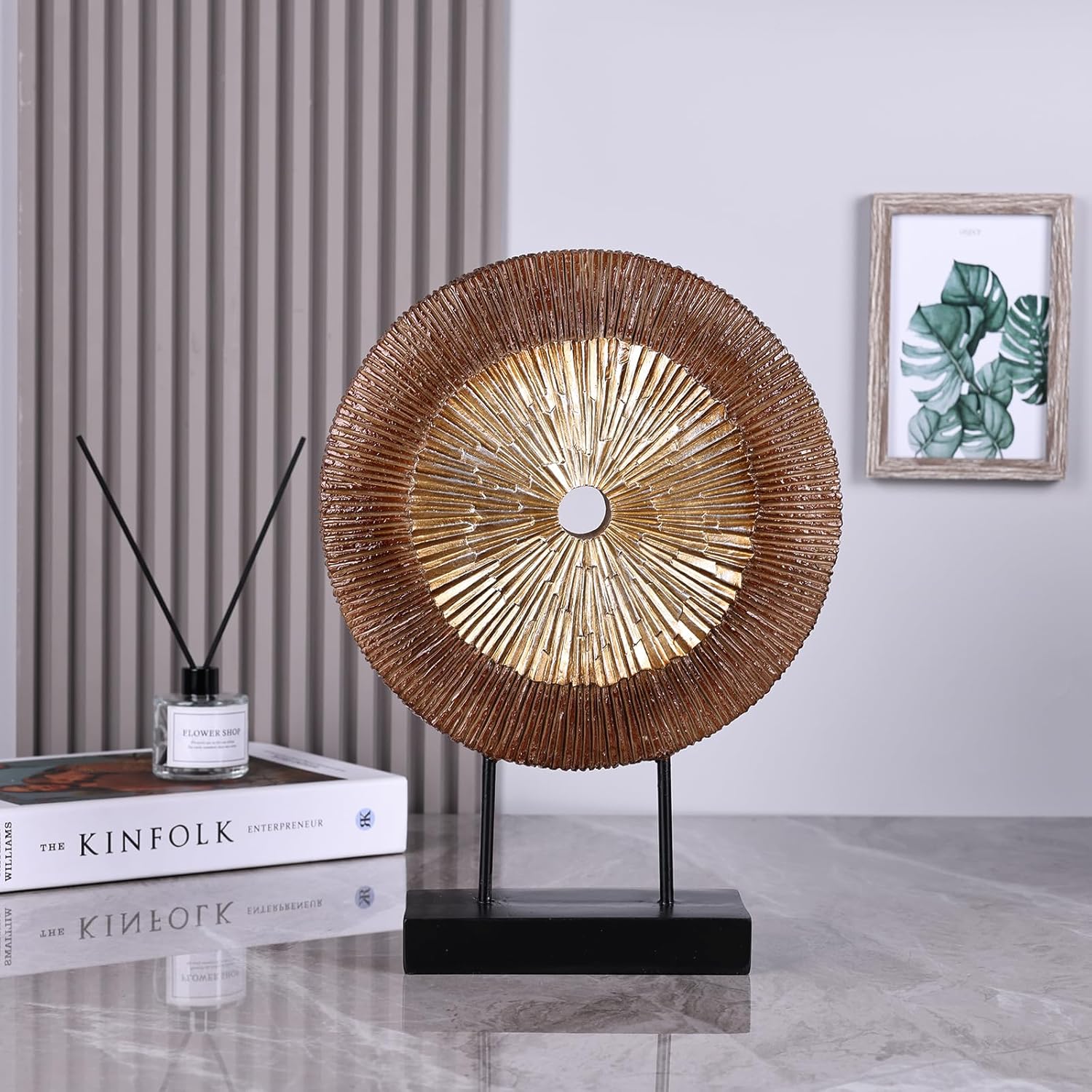 DOVDOV Wood Color Round Irregular Statue Unique Home Decor