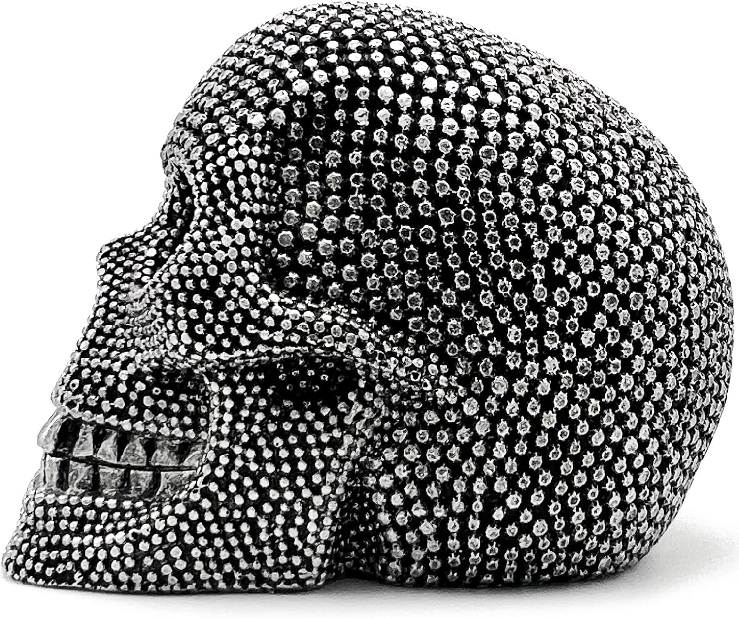 Mageeko Skull Statue Halloween Skeleton Head Gothic Resin Figurine Decoration Sculpture Collectible Gifts Silver