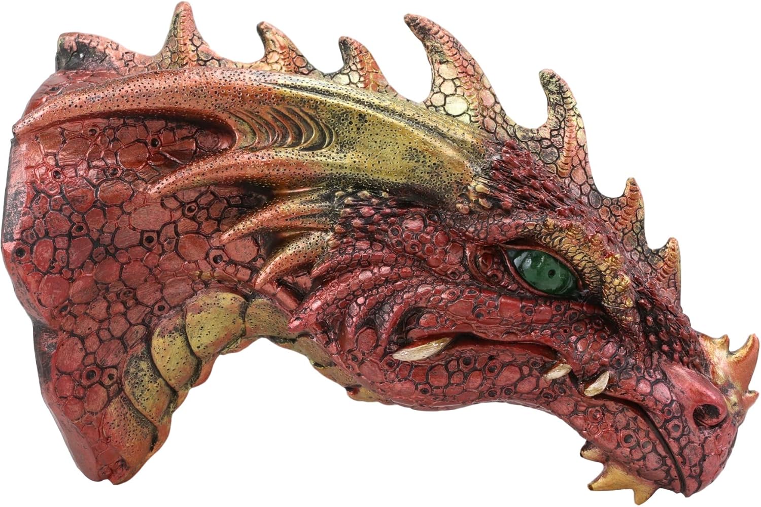 Fantasy Volcanic Fire Red Spiked Dragon Head Wall Decor With Color Changing LED Eyes