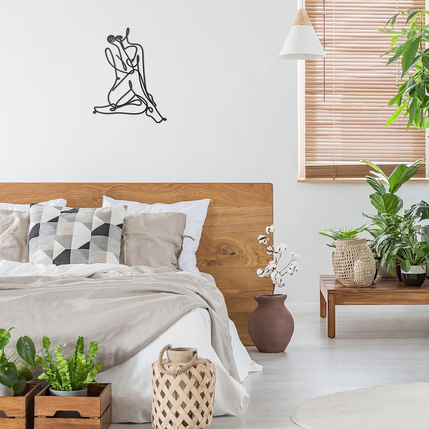 LEIFIDE Metal Wall Art - Abstract Female Wire Decor 138 x 118 Inch Black