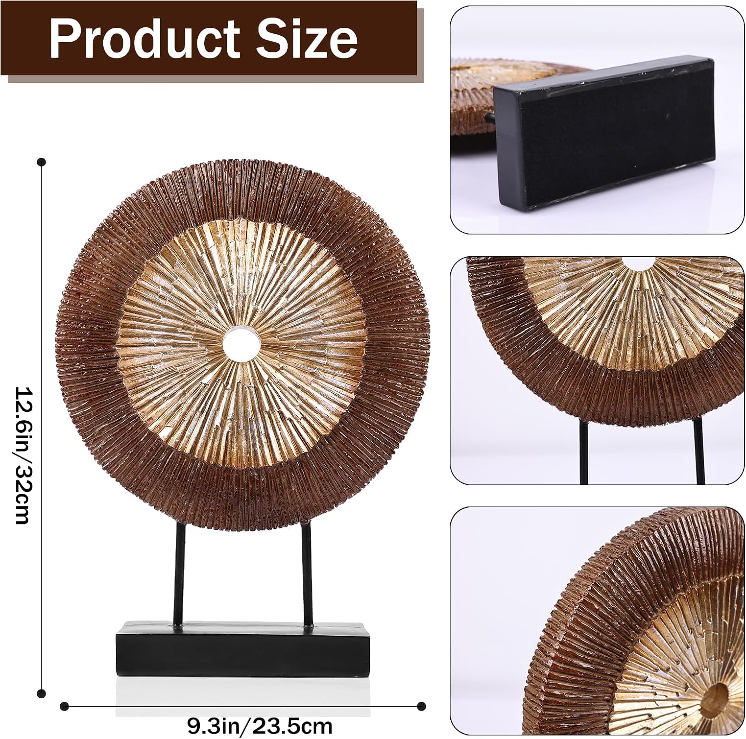 DOVDOV Wood Color Round Irregular Statue Unique Home Decor