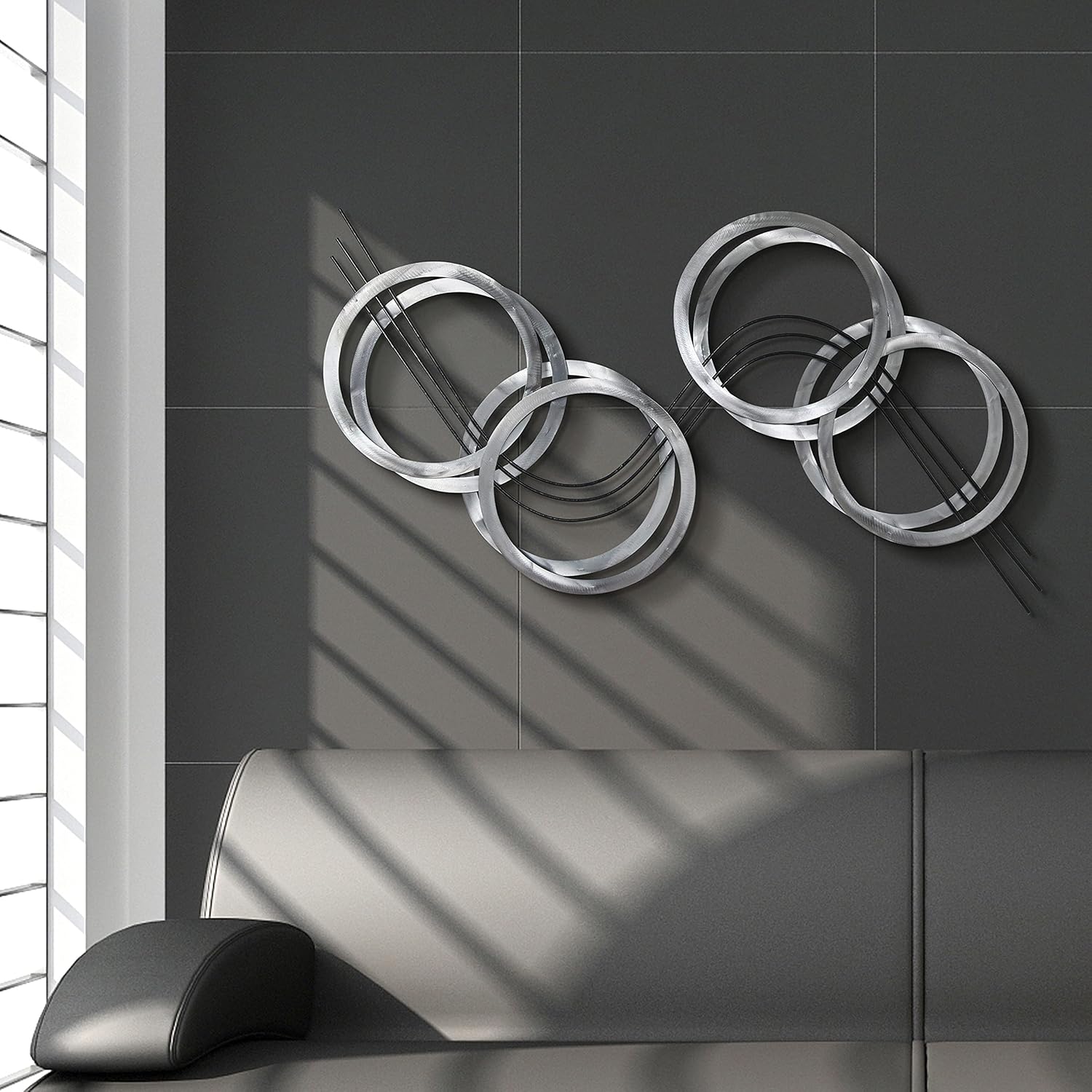 Empire Art Direct Flowing Wall Art Hand Painted Etched Metal Sculpture 469 x 252 x 12 Grey Metallic