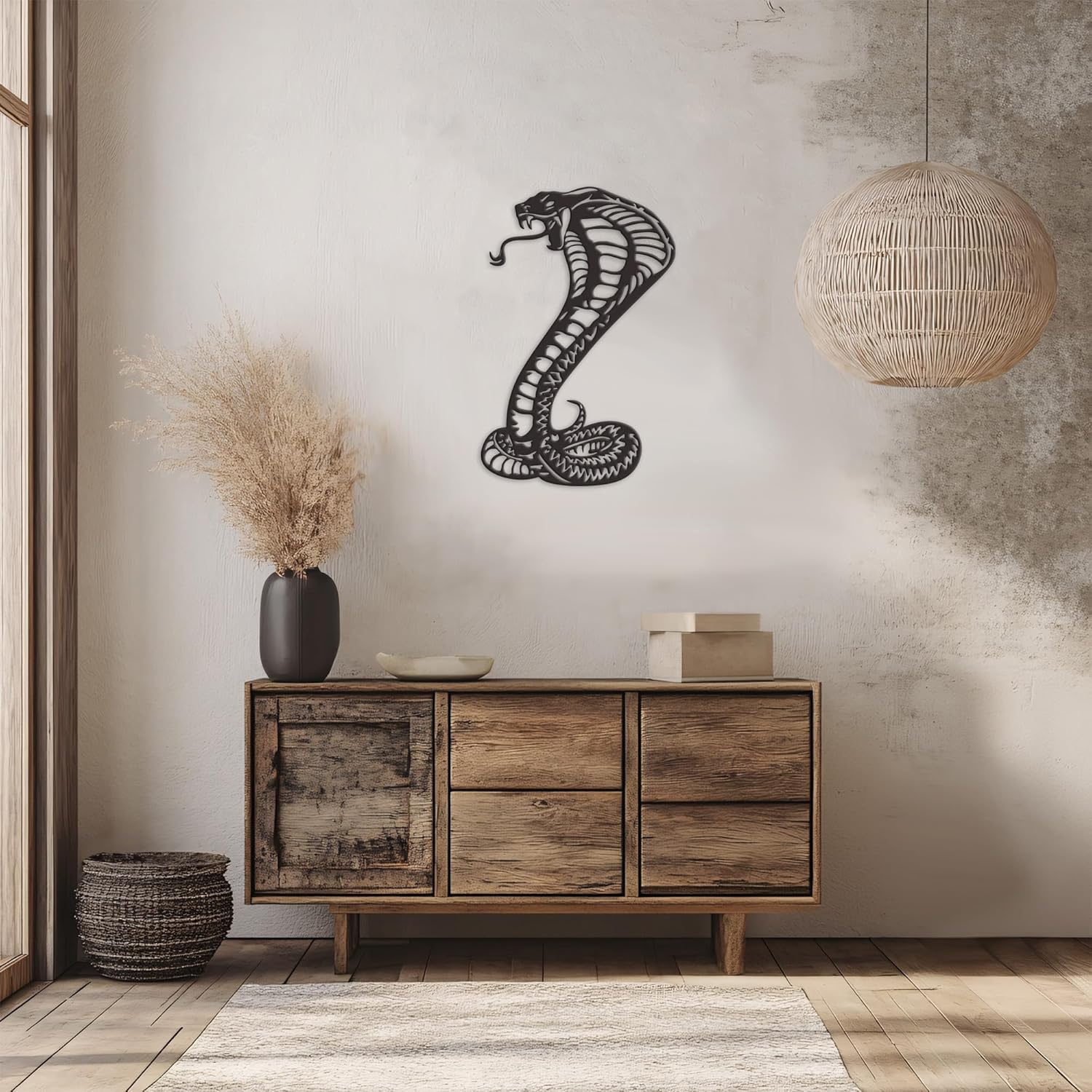 Cobra Wall Art - Durable Metal Snake Decor for Living Room and Office