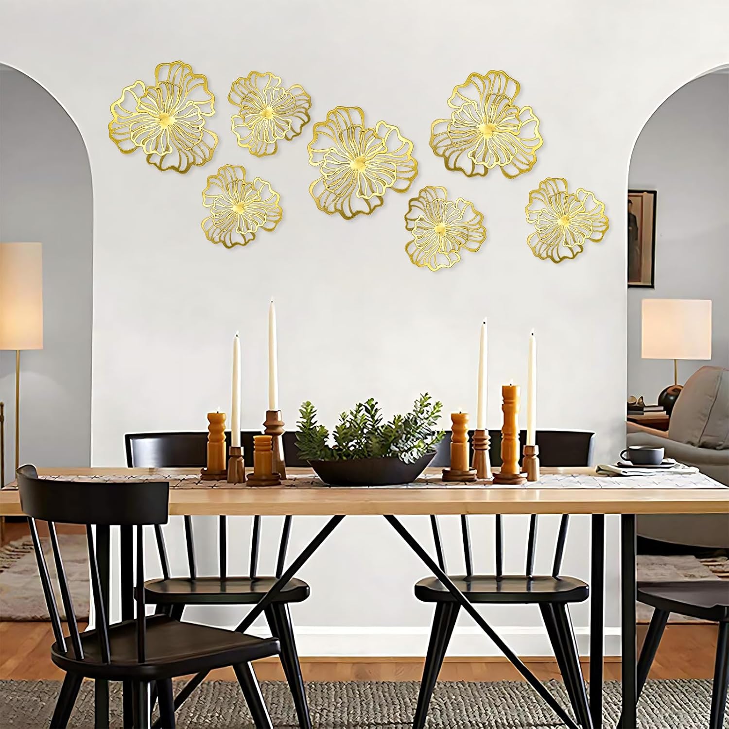 7 Piece Gold Metal Wall Decor Art Set for Home Office Living Room Bedroom Kitchen