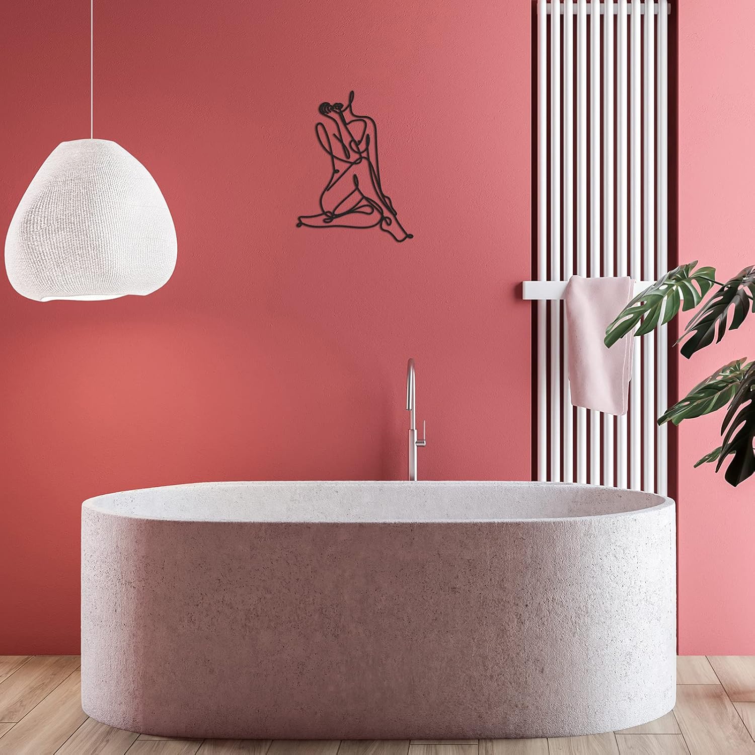 LEIFIDE Metal Wall Art - Abstract Female Wire Decor 138 x 118 Inch Black