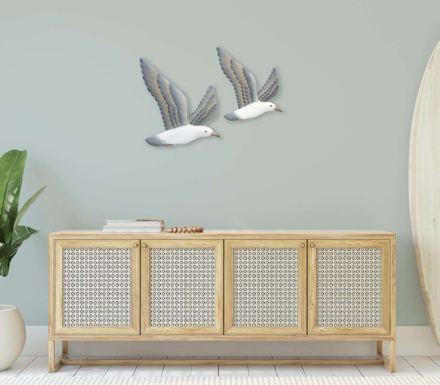 TI Design Hand-carved Wood Seagull Wall Decor Set of 2