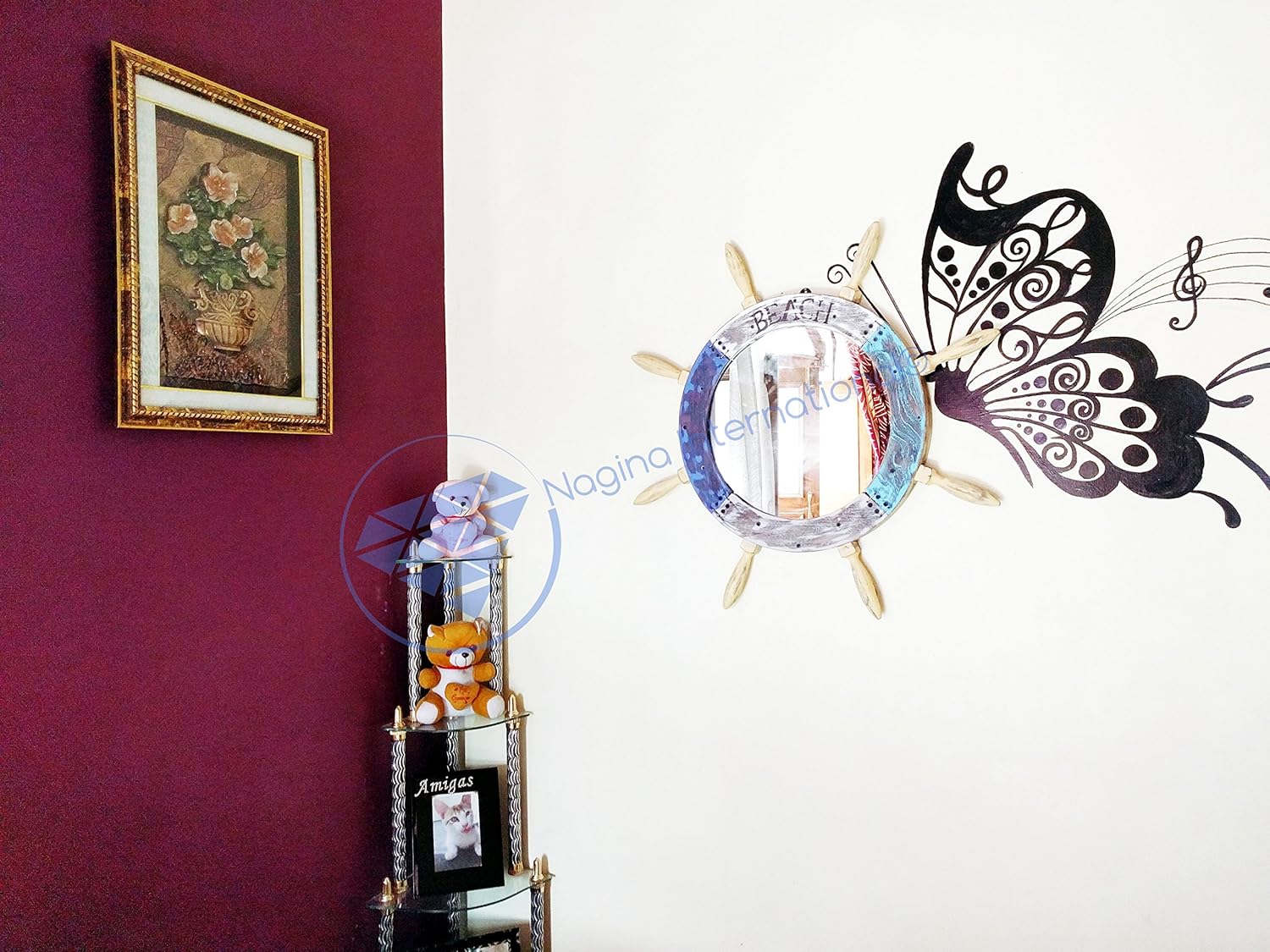 Nagina International Vintage Ship Wheel Wall Sculpture - 30 Inch