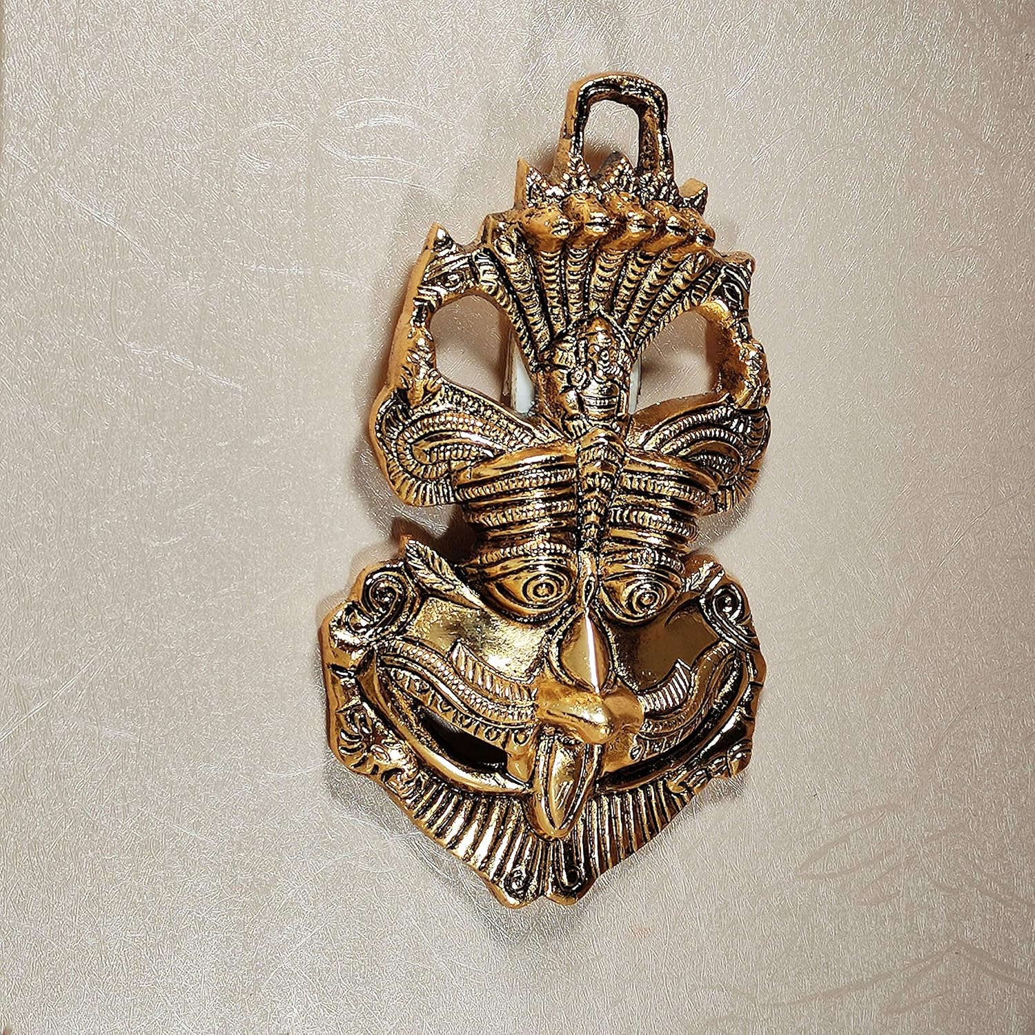 Gold Metal Nazar Battu with Ganesha Protection for Home and Office Wall Hanging