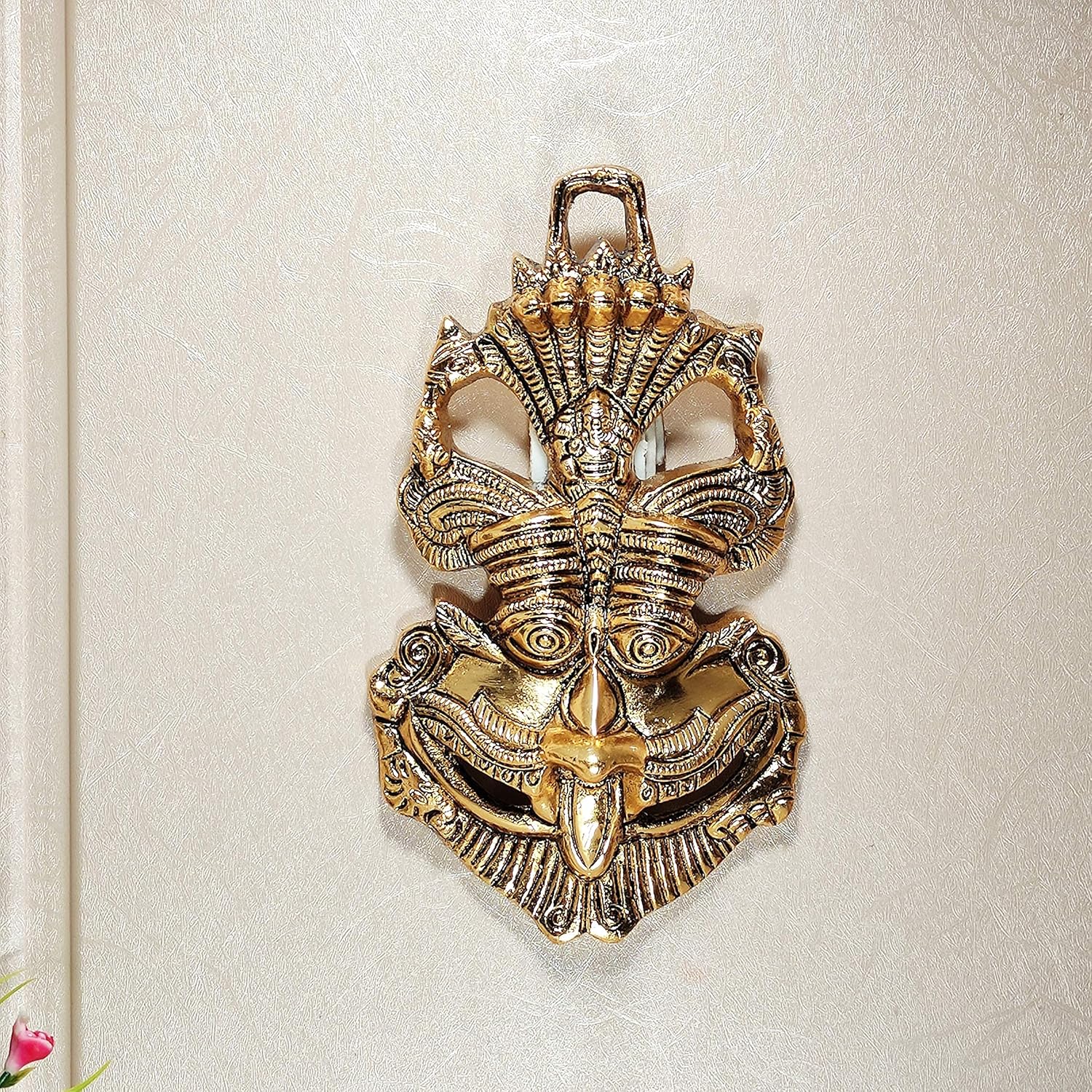 Gold Metal Nazar Battu with Ganesha Protection for Home and Office Wall Hanging