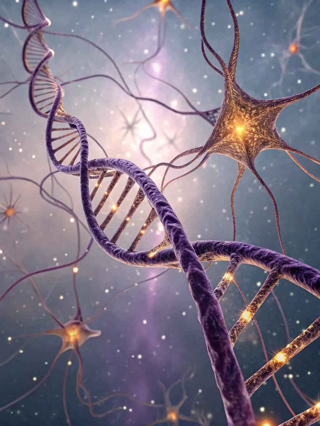 A graphic representation of molecular structures interacting with brain activity, illustrating the science behind molecular emotion algorithms.