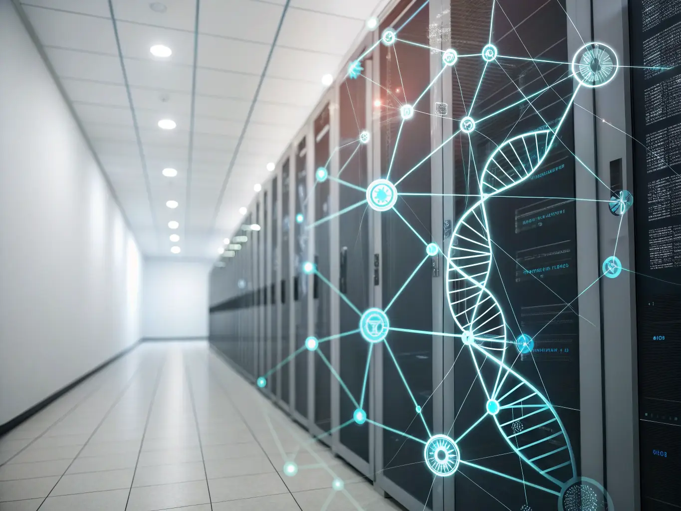 An abstract image representing complex algorithms analyzing emotional data, with visual cues of molecules and data streams, symbolizing the precision of molecular emotion algorithms.